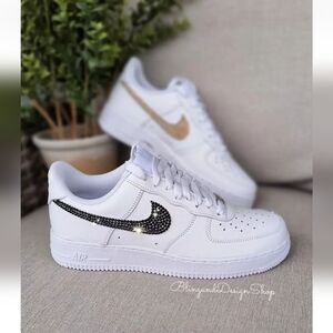 Bling Nike Air Force 1 Low Sneakers Customized with Swarovski Crystals Custom